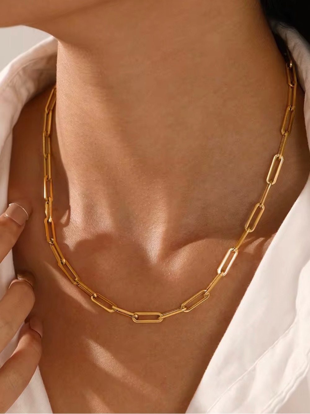 Gold Paperclip Chain Necklace - Layered Women’s Jewelry